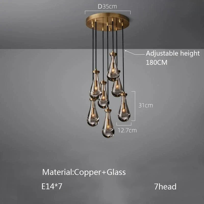 Afralia™ Waterdrop Glass Pendant Light: Modern LED, Lobby Accent for Home, Hotel, Staircase Decor