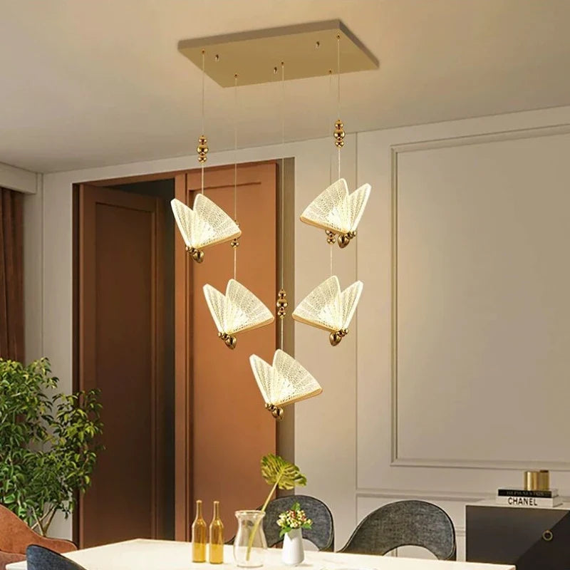 Afralia™ Butterfly LED Chandelier: Modern Hanging Light for Home, Bedroom, Coffee Store & More