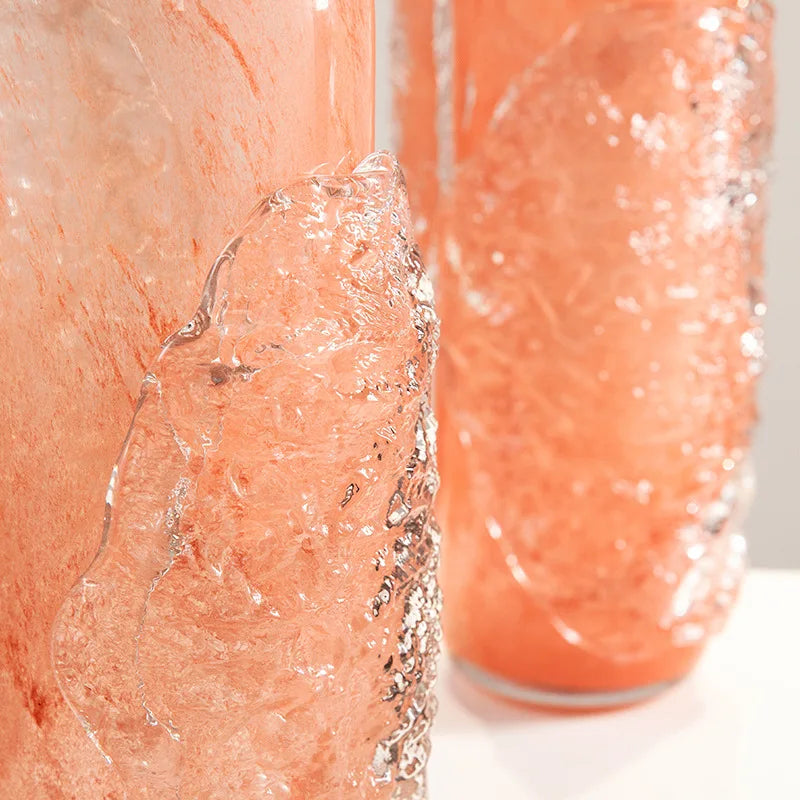 Afralia™ Pink Glass Ice Cubes Vase - Home Decor Flowerpot & Terrarium