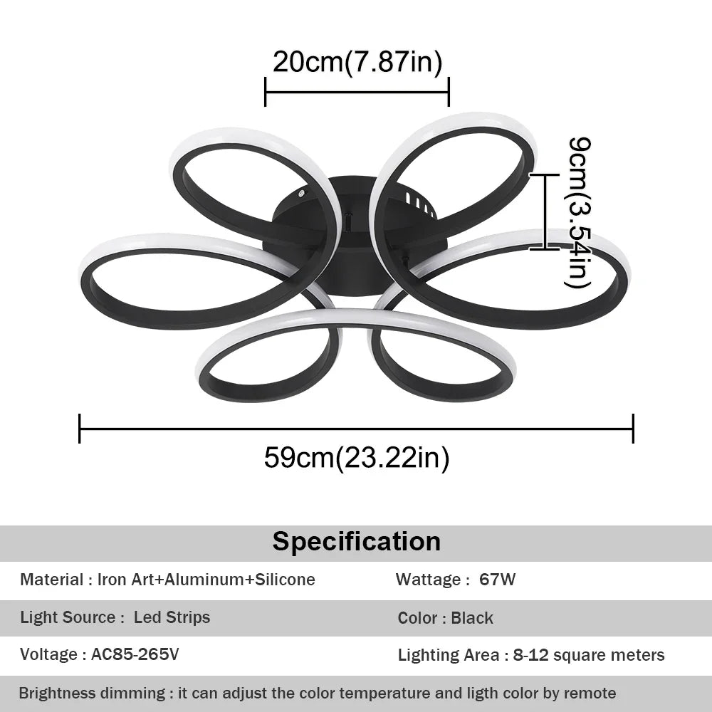 Afralia™ Modern Acrylic Aluminum LED Chandelier with Remote Control Dimming
