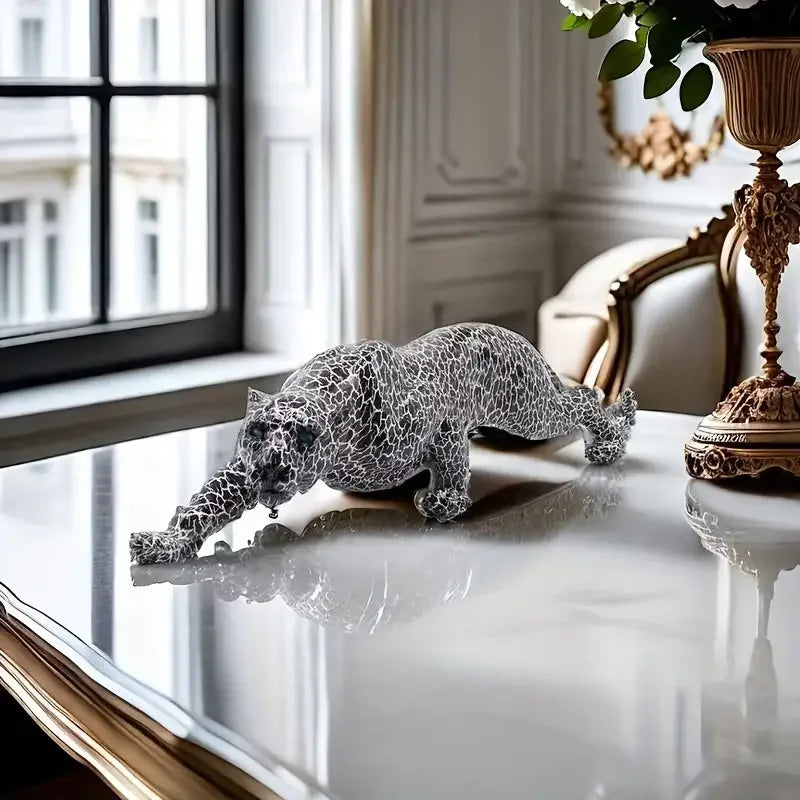 Afralia™ Cheetah Leopard Panther Statue Modern Creative Home Decor Sculpture