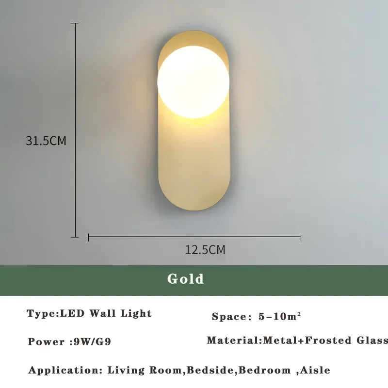 Afralia™ Nordic Golden LED Wall Lamp Indoor Wall Sconce for Bedroom Living Room
