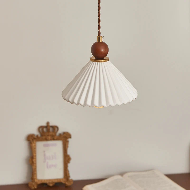 Afralia™ Ceramic Wood LED Pendant Lamp for Home Decor, Hanging Light Fixture