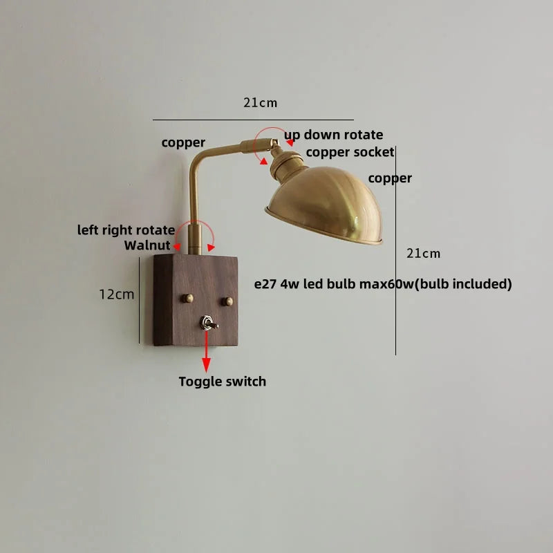 Afralia™ Clear Glass LED Wall Light Walnut Copper Stair Fixture