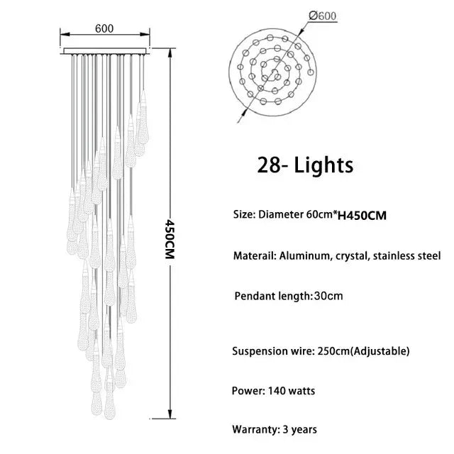 Afralia™ Modern LED Crystal Chandelier for Living Room, Bedroom, and Stair Lighting
