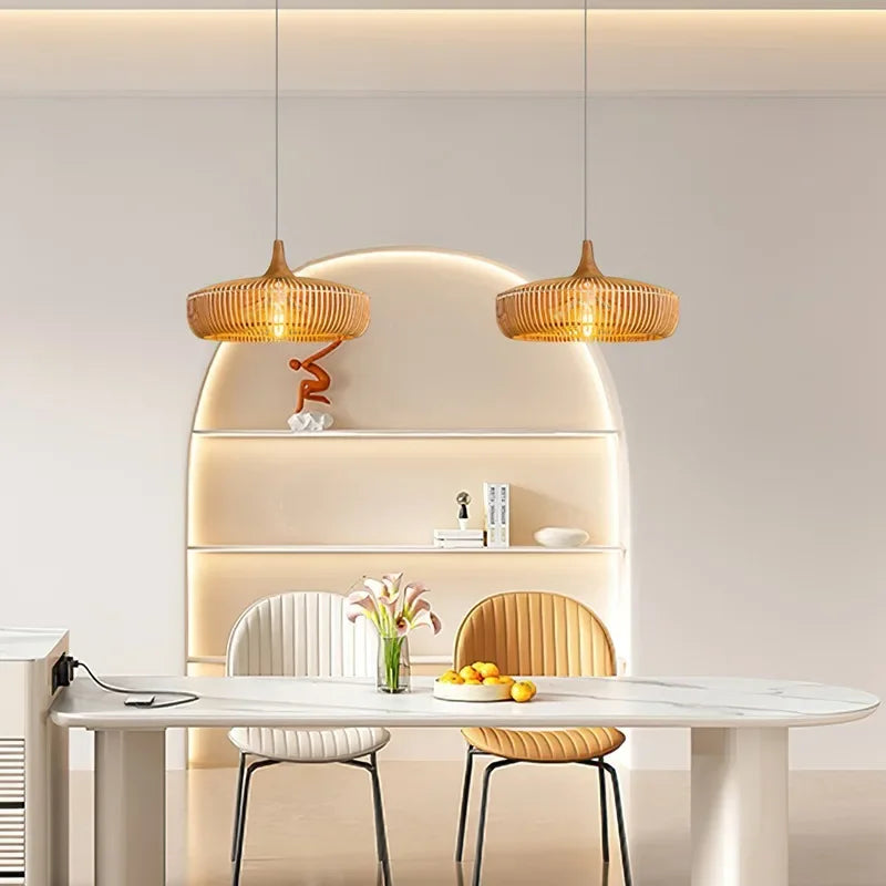 Afralia™ Wood LED Pendant Chandelier for Modern Home Decor and Kitchen Lighting