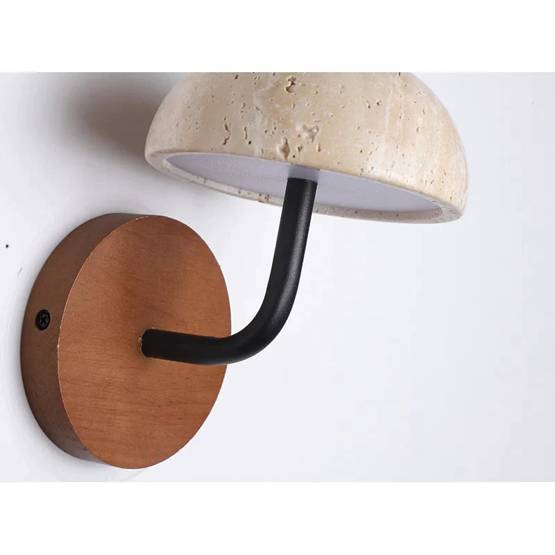 Afralia™ Mushroom Natural Stone Art LED Wall Lamp Sconce Vintage Retro Design