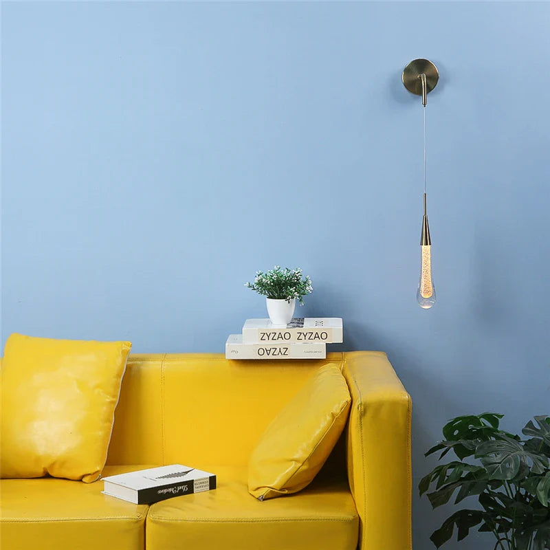 Afralia™ LED Crystal Droplet Wall Lamp for Modern Living Room Decor