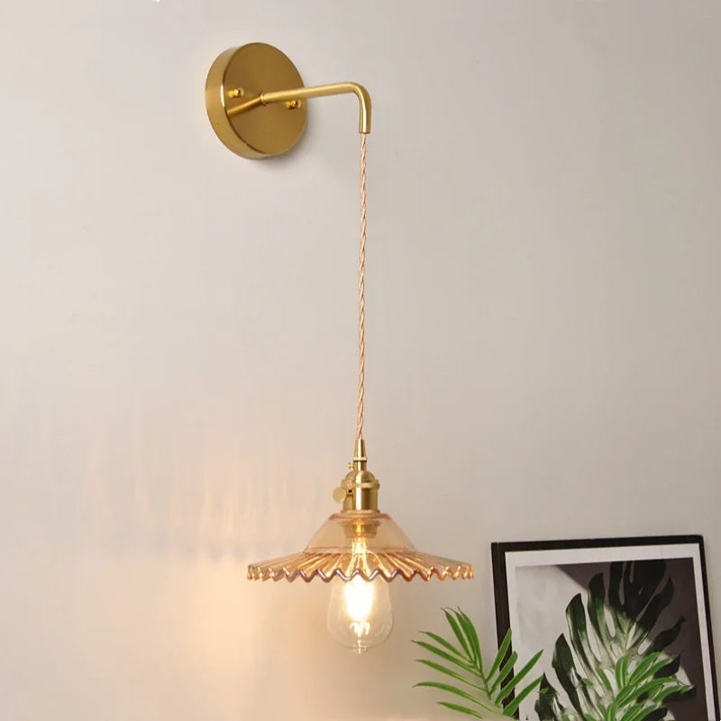 Afralia™ White Glass LED Wall Lamp with Pull Chain Switch - Modern Nordic Design