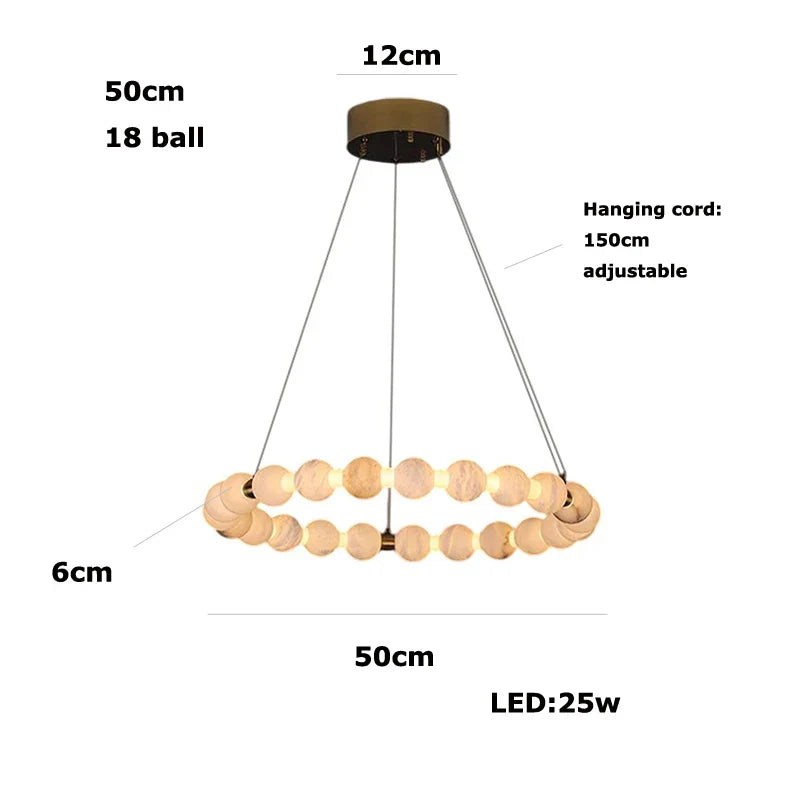Afralia™ Alabaster Marble Pearl Drop LED Chandelier for Foyer Villa