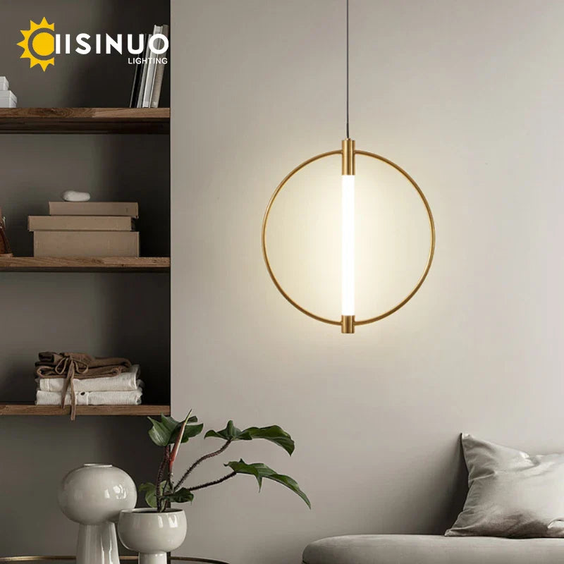 Afralia™ LED Circle Pendant Lights in Gold/Black for Home Decor Lighting
