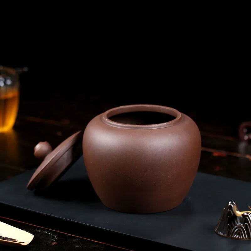 Afralia™ Purple Clay Teapot Tea Canister: Sealed Ceramic Storage Jar with Lid