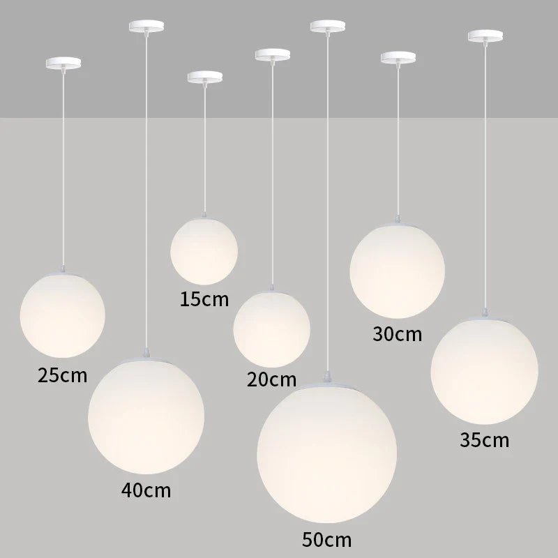 Afralia™ Nordic Glass Pendant Lights - White Ball Hanging Lamps for Home Decor