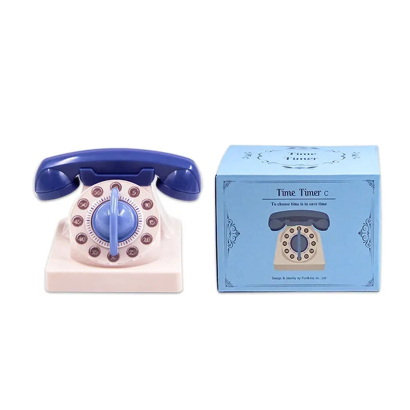 Afralia™ Cute Telephone Kitchen Timer: Mechanical 60 Min Wind-up Rotating Timer for Children