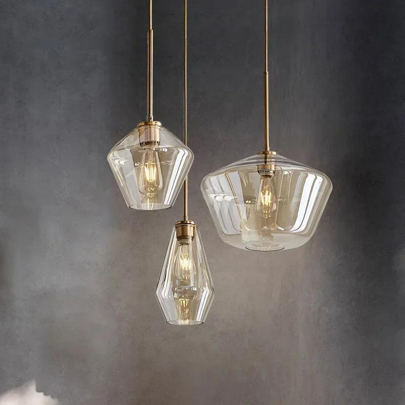Afralia™ Glass Chandelier Lighting for Home Dining Room Kitchen Decor Pendant Lights