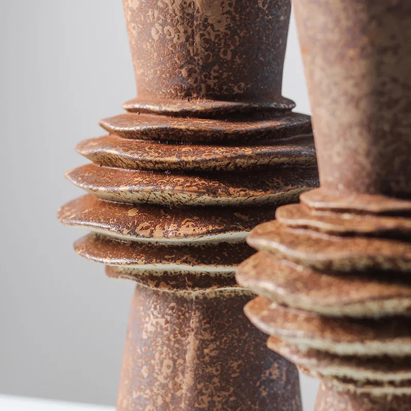 Afralia™ Geometric Pleated Ceramic Vase for Flower Arrangements