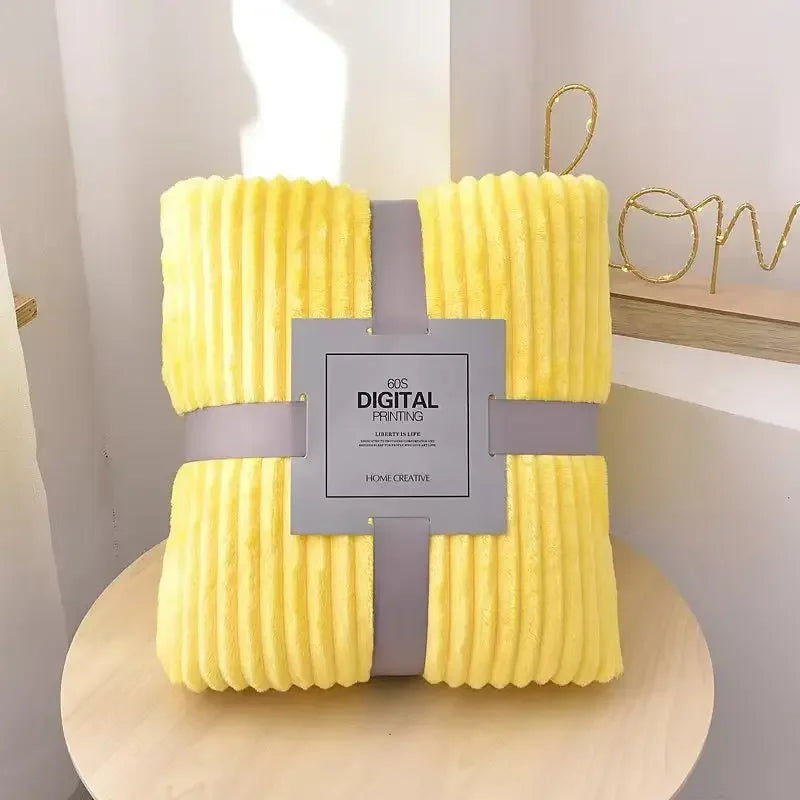 Afralia™ Cozy Striped Flannel Fleece Blanket for Winter - Bedroom Living Room Throw