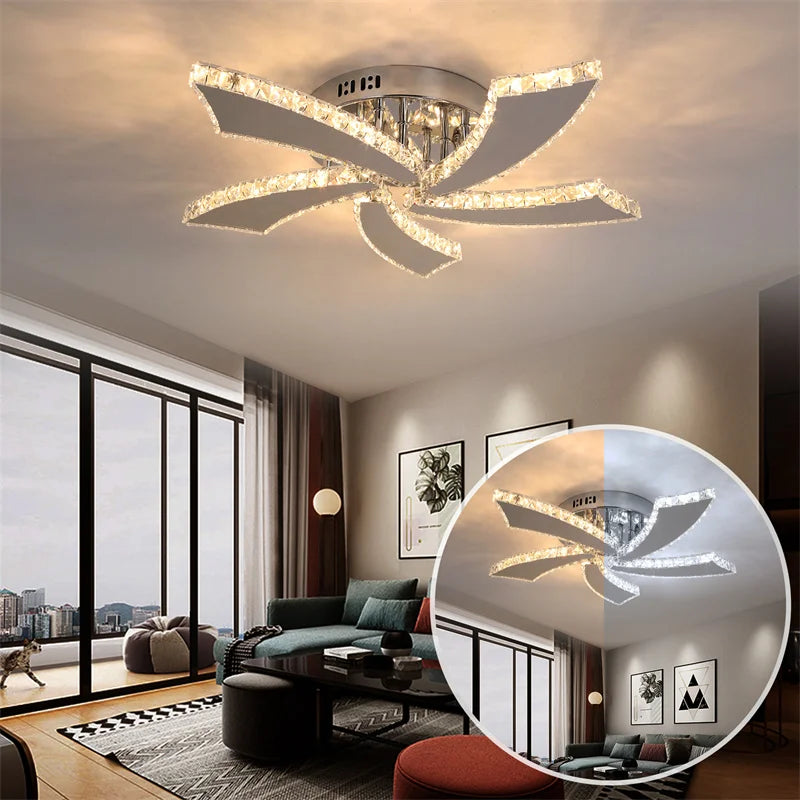 Afralia™ Smart Crystal Chandelier Ceiling Fan with LED Light & Remote Control