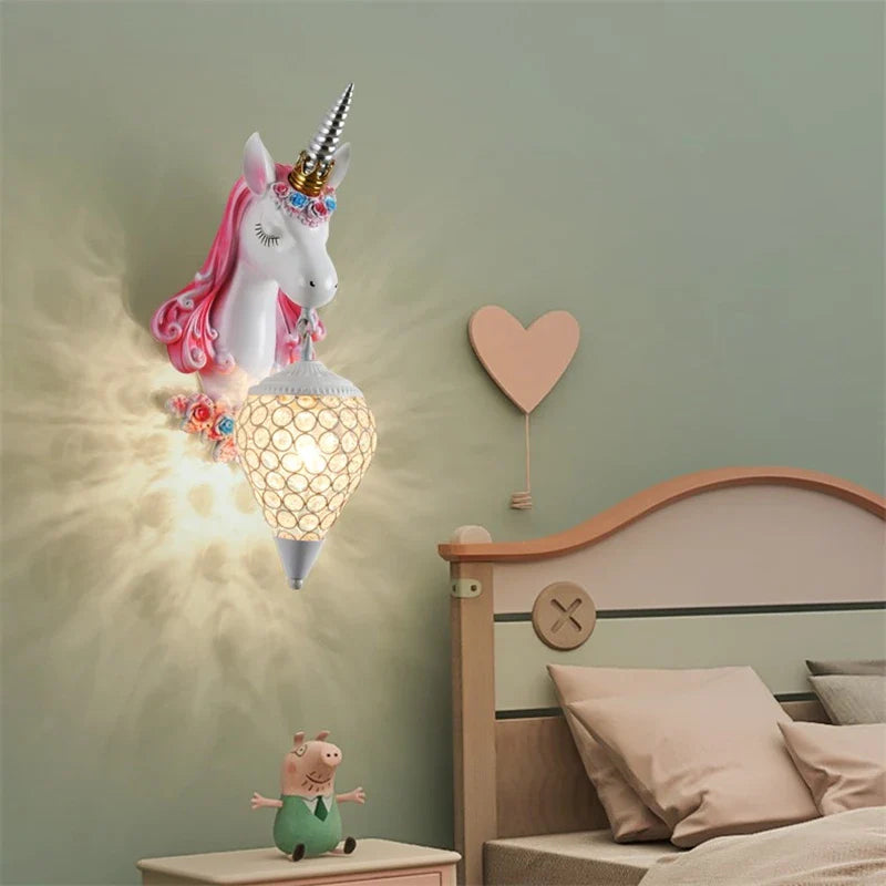 Afralia™ Nordic Unicorn Wall Lamp | Creative LED Bedroom Decoration | Boys and Girls' Interior Light