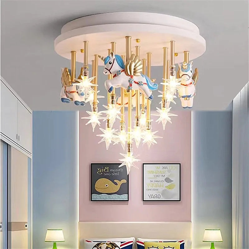 Afralia™ Star Anime Animal Ceiling Light for Kids Room Decor