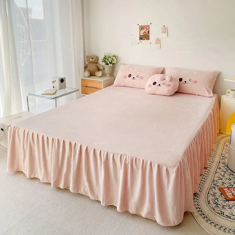 Afralia™ Cartoon Rabbit Applique Embroidery Bedding Set with Velvet Fleece for Cozy Comfort