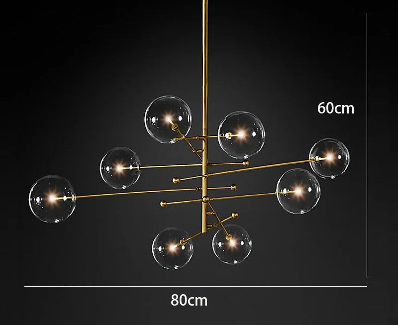 Afralia™ Black Gold Glass LED Chandelier for Living Room Bedroom Restaurant