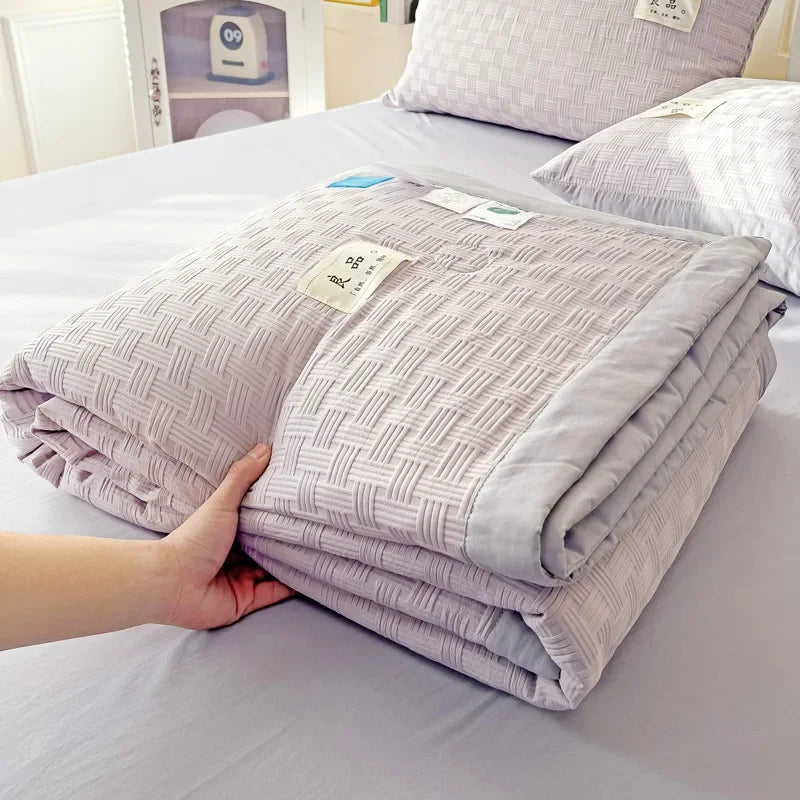 Afralia™ Jacquard Summer Cool Blanket: Light & Breathable Comforter for Double & Single Beds