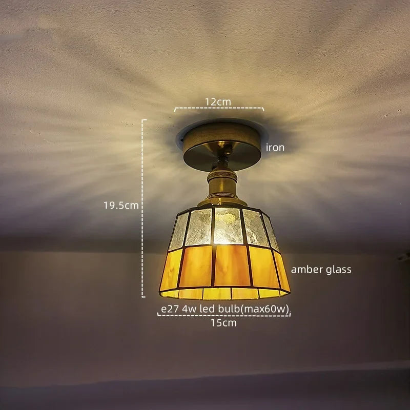 Afralia™ Vintage Copper Glass Chandelier Pendant Light for Living Room, Bedroom, Bar