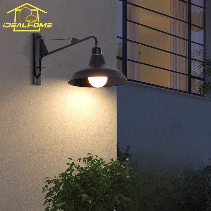 Afralia™ Outdoor Wall Lamp LED E27 Swing Arm Industrial Rotatable Wall Mounted