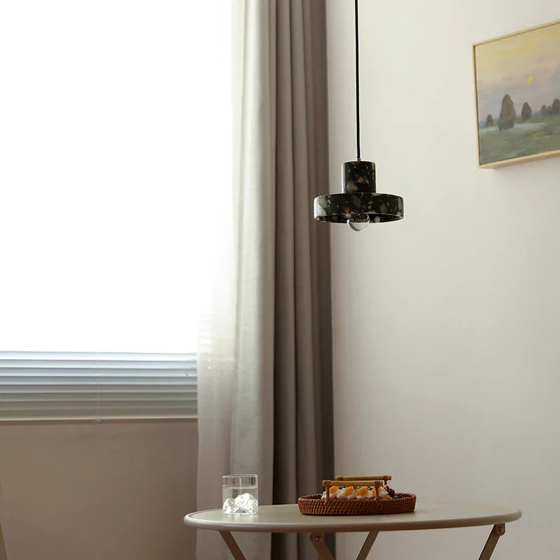 Afralia™ Black Terrazzo LED Pendant Lamp for Dining Living Room Staircase