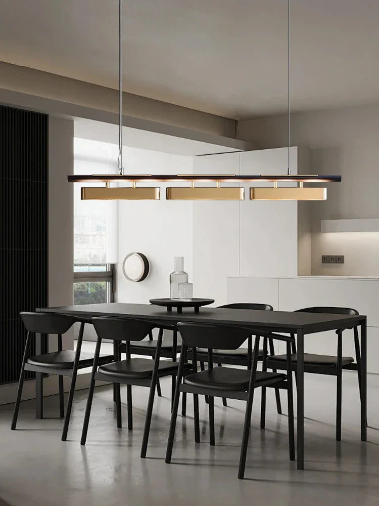 Afralia™ Brushed Gold Stainless Steel Long Pendant Lamp for Dining Room & Bar Decor