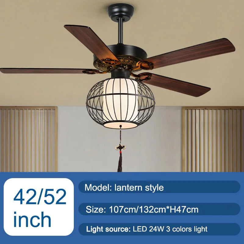 Afralia™ Retro Lantern Ceiling Fan Light Industrial Black Cooler Ventilator Lighting