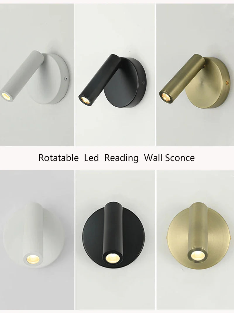 Afralia™ Rotating LED Wall Sconce, Adjustable Reading Lamp for Hotel Bedroom & Study