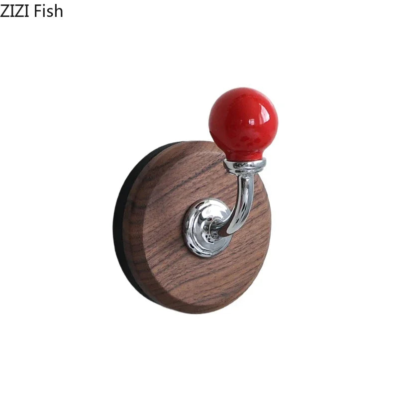 Afralia™ Walnut Wood Bending Hook Wall Storage Holder