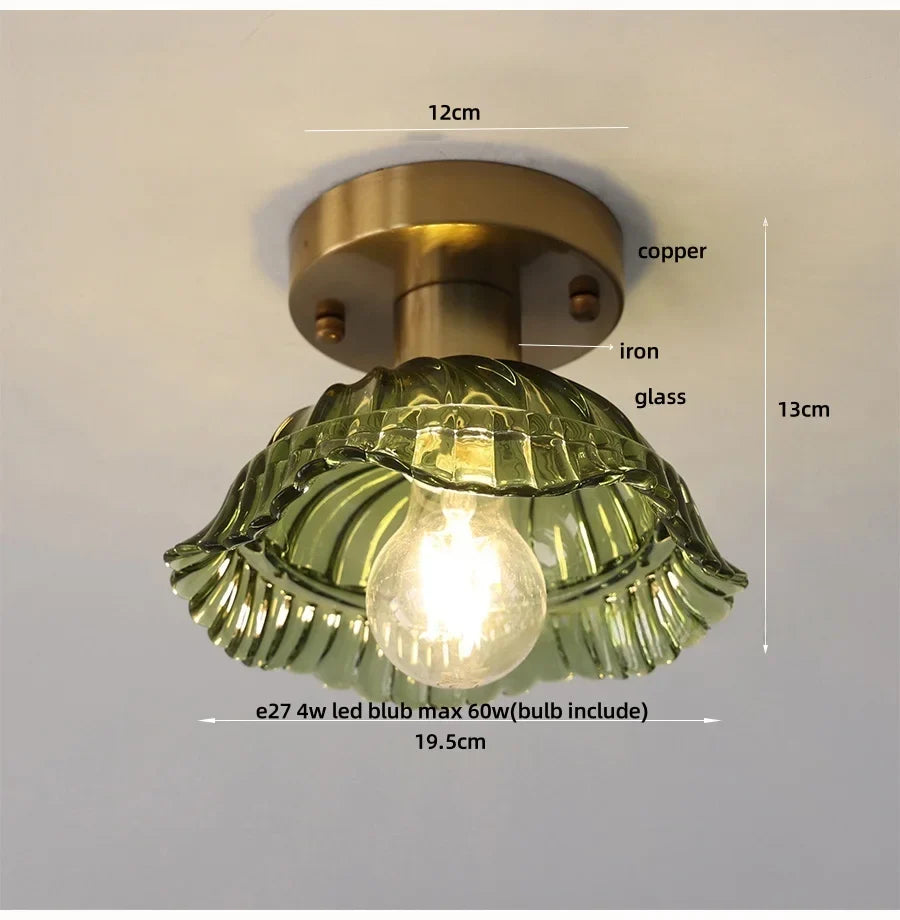 Afralia™ Wood Ball LED Ceiling Lamp Vintage Loft Copper Canopy Light