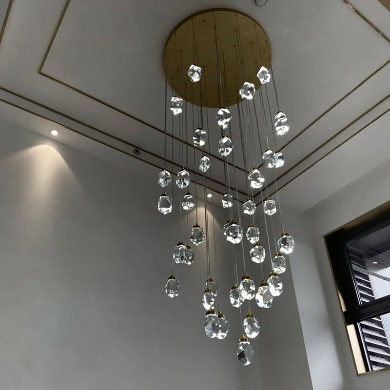 Afralia™ Diamond Crystal Chandelier: Luxury Gold LED Lighting for Staircase & Living Room