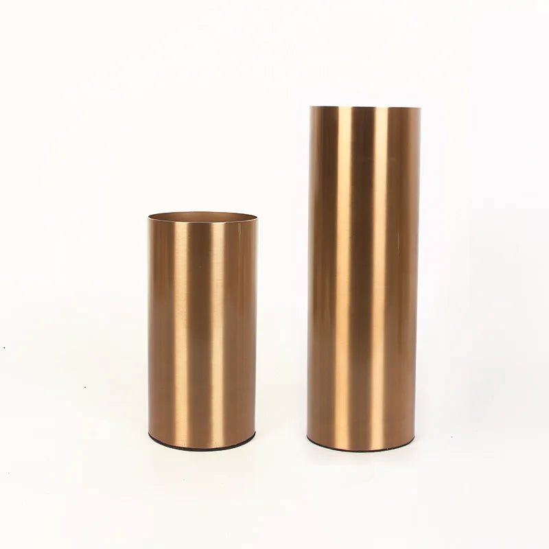 Afralia™ Gold Plated Cylinder Vase Desk Decor - Minimalist Modern Home Decor & Flower Arrangement