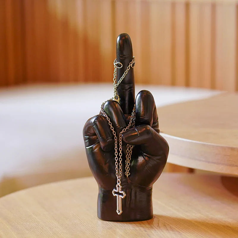 Afralia™ Resin Middle Finger Hand Model: Funky Home Decor Figurine