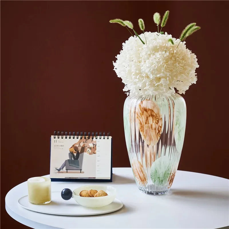 Afralia™ Clear Glass Vase Irregular Pattern for Home Decor and Dried Flowers
