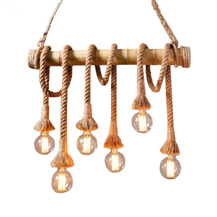 Afralia™ Bamboo Hemp Rope Pendant Lights | Retro Restaurant Bar Decor Hanging Lamps