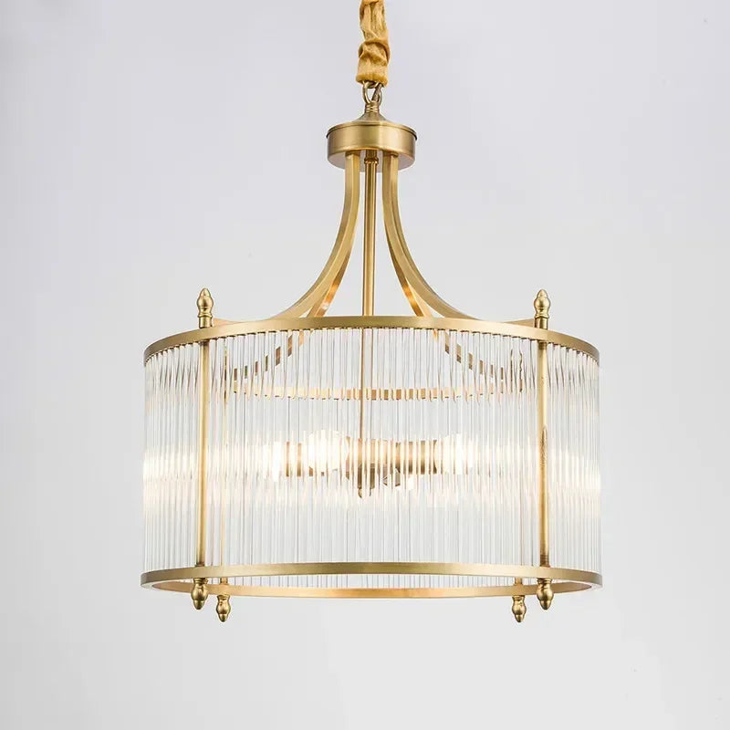 Afralia™ Golden Copper Glass Chandelier LED Ceiling Pendant Light