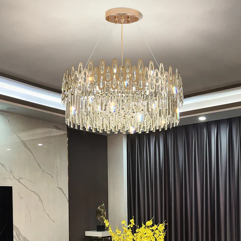 Afralia™ Water Drop Crystal Chandelier for Living Room, Dining Room, and Bedroom