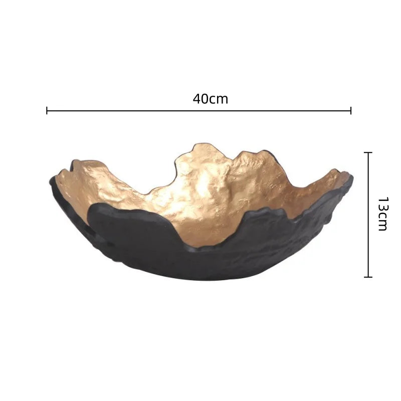 Afralia™ Golden Resin Fruit Bowl Tray for Home Decor and Storage