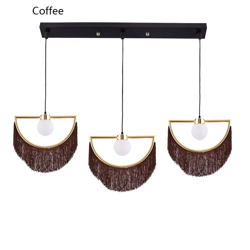 Afralia™ Coloured Tassel Glass Ball Pendant Light for Boho Minimalist Style Bedroom & Restaurant