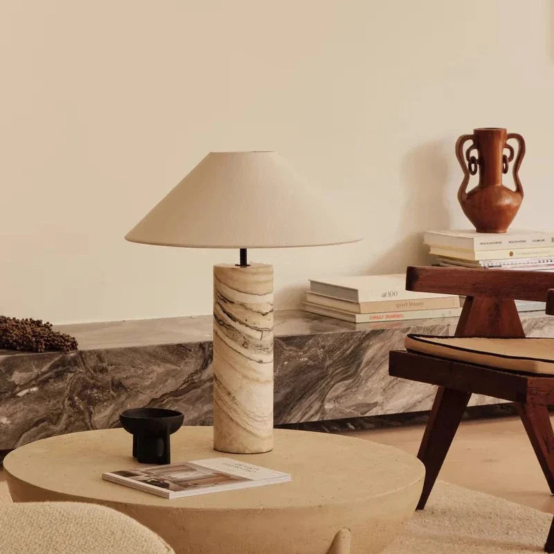 Afralia™ Marble Table Lamp with Iron Lampshade, Luxury Desk Light, Living Room Décor