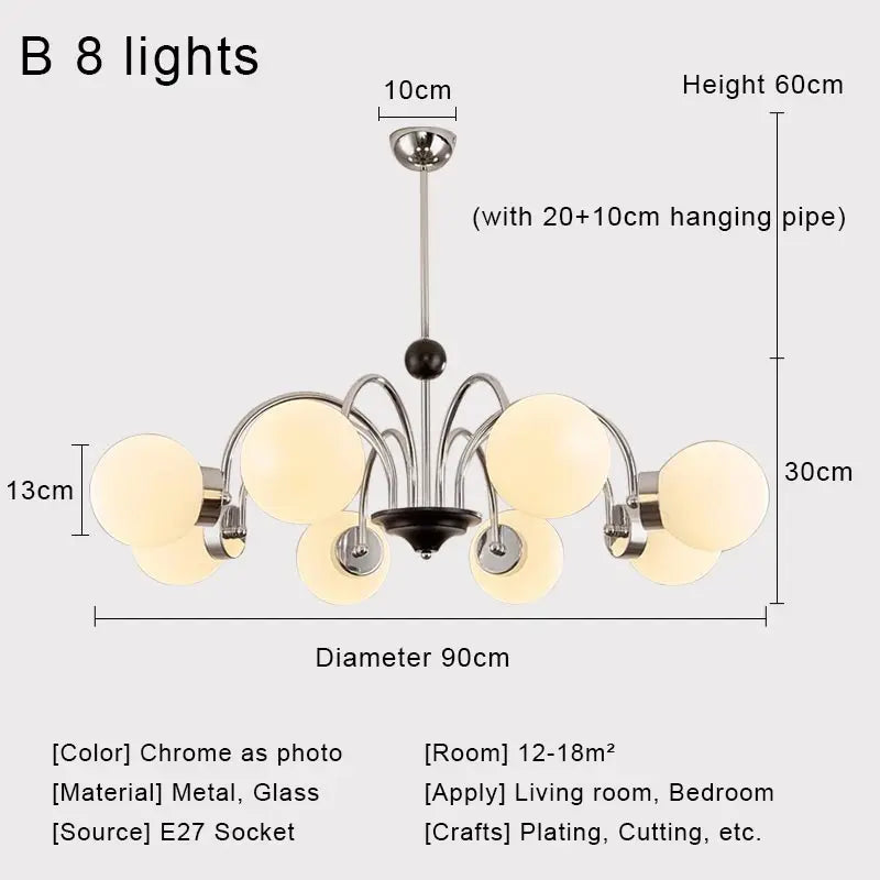Afralia™ Nordic Chrome Glass Ball Led Chandelier for Modern Home Decor
