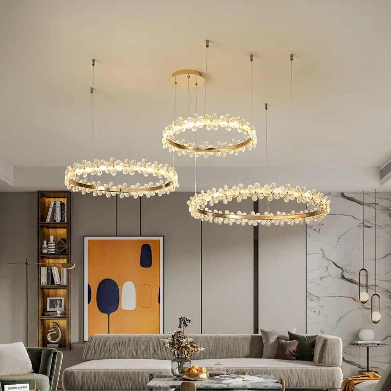 Afralia™ Crystal Ring LED Chandelier: Modern Luxury Pendant Lamp for Home Decor