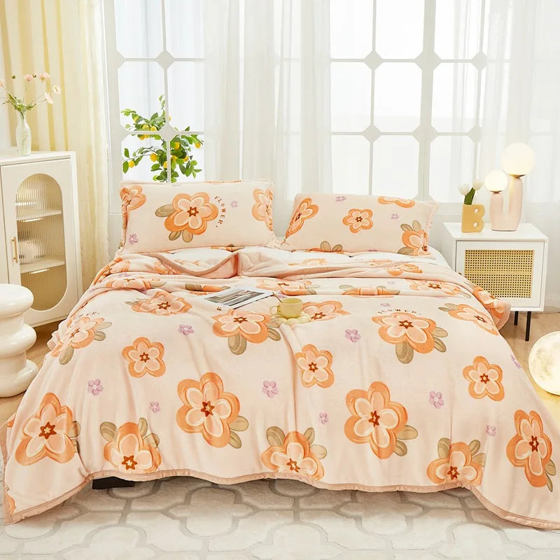 Afralia™ Cozy Flannel Plush Blanket - All Seasons Sofa Cover & Bed Sheet for Queen Double