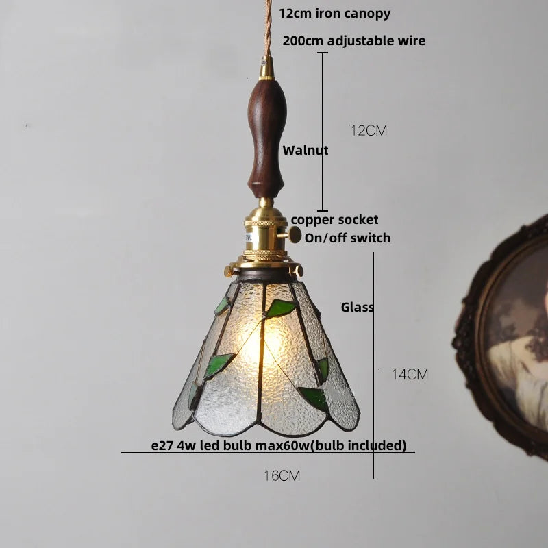 Afralia™ Red Tiffany Glass Knob Switch Pendant Lamp - Nordic Handcrafted LED Hanging Light