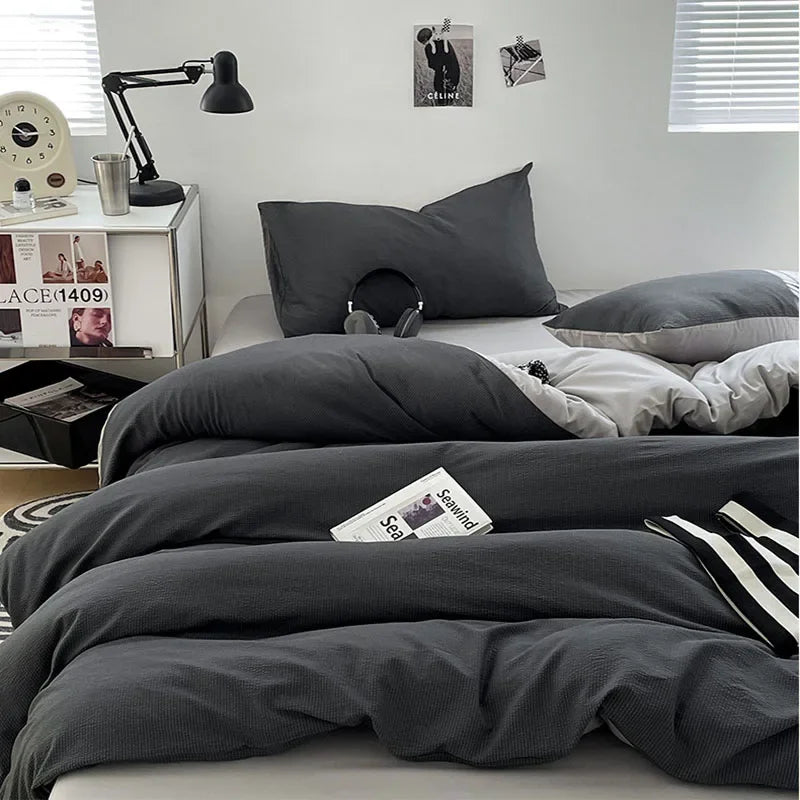 Afralia™ Super Soft Double-Sided Bubble Cotton Bed Four-Piece Set